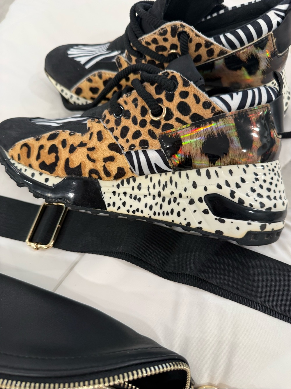 Steve Madden Leopard & Zebra Mixed Print Platform Sneakers